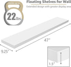 Sorbus Floating Shelves for Wall - 48 Inch Long Bathroom Shelves, Wall Decor for Bedroom, Kitchen, Living Room & Book Storage - Mounted Floating Shelf with Invisible Brackets (White, 2 Pack)
