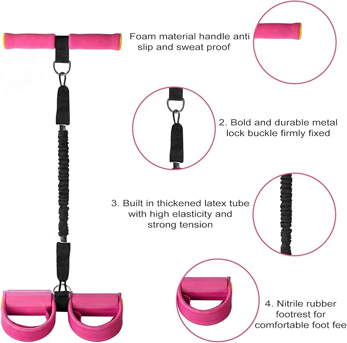 Upgraded Pedal Resistance Band with Handle - Fashion Puller Exercise Tool, Thickened Built-in Latex Tube Pedal Resistance Device & Soft Nitrile Rubber Anti-Slip Footrest for The Core/Arms
