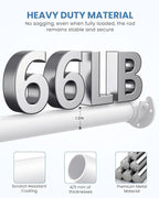 Closet Rods for Hanging Clothes, 17 to 69 Inches Stepless Adjustable Metal Closet Rod, 1.3 Inches Heavy Duty Clothes Hanging Rod for Closet Wardrobes Laundry RV, White