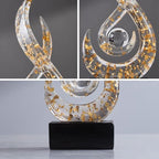 Modern Abstract Art Table Decoration,Resin Flame Statue Modern Centerpiece Ornaments for Living Room Great Gift Idea Home Decor,Collectibles (White+Gold)