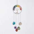 Rainbow 5 Agates Gemstone Dream Catcher Tree of Life Chakra Dream Catcher with Healing Crystal Stones Handmade Dreamcatcher Wall Decor for Adults Boys Girls,Bedroom,Wedding,Garden,Bless Gift