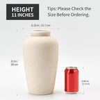 Emotionally Grounded Vase, Vaseking Large Ceramic Rustic Vase, 11 inch Minimalist Decorative Farmhouse Tall Vases for Home Decor, Living Room, Enterway, Table Decoration, White