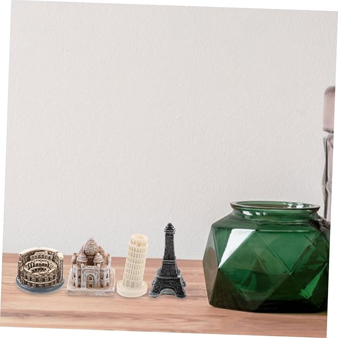 BESPORTBLE 7Pcs Miniature Architecture Model Kit Resin Building Sculptures of Famous Landmarks Decoration for Weddings and Events Includes Eiffel Tower More