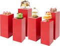 6Pcs Square Display Pedestal Stands Set for Party, Metal Display Stand Plinth Pillars, Cake Stands Pillars for Wedding Birthday Art Decor Risers, 11.8*31.5" (L), 11.02*25.6" (M), 10.24*23.6" (S)