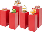 6Pcs Square Display Pedestal Stands Set for Party, Metal Display Stand Plinth Pillars, Cake Stands Pillars for Wedding Birthday Art Decor Risers, 11.8*31.5" (L), 11.02*25.6" (M), 10.24*23.6" (S)