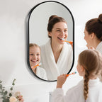 Black Oval Mirror, 24"x36" Oval Bathroom Mirror, Vanity Mirror with Brushed Metal Frame, Wall Mount Mirrors Decor for Bathroom, Bedroom, Entryway, Living Room(Hangs Horizontally or Vertically)