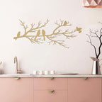 ESTART Metal Birds Wall Art, Metal Vivid Birds on Branch Silhouette Wall Decor Gold Leaves with Bird Outdoor Hanging Wall Sculpture for Home Living room Bedroom Balcony Garden (Gold, Large)