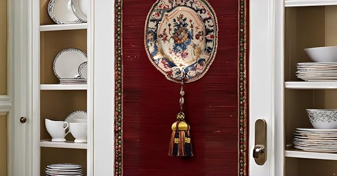 Elegant Hand-Crafted 4" (10cm) Key Tassel, 3 1/2" (8.5cm) Loop, Accented with Crown Tassels (KTAX4) Golden Raven Black Multicolor #LX10 (Pure Black, Yellow Gold, Cherry Red) Individually Sold