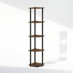 Furinno Turn-N-Tube Storage Shelves, 5-Tier Book Shelf, Corner Shelf, Toolless Open Shelves, for Organization and Storage, Living Room, Home Office, Hallway, Bedroom, Amber Pine