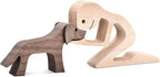 ISHINE Handmade Wooden Dog Gift - Carved Dog Statue, Perfect for Home, Office or Living Room Decor