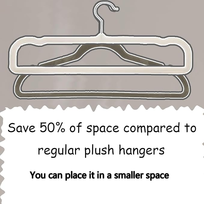 Pants Hangers Non Slip - 20 Pack Velvet Hangers for Closet - Thin Space Saving Clothes Hanger - Strong, Durable, Perchas Terciopelo with 360° Rotatable Hook for Jean, Tank Top, Bra, Shorts (Beige)