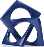 Modern Geometric Sculpture Navy Blue Knot Statue Decor, Home Blue Bookcase Centerpiece jax Decorative, Geometric Tabletop Sculpture and Figurines, For Navy Home Decor Accent, Cube Decorative Ornaments