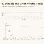 Acrylic Necklace Holder 2 Pack Wall Mounted Necklace Organizer Hanging Jewelry Organizer with 12 Hooks for Necklaces, Bracelets, Rings and Bangles Display