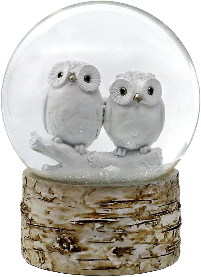 The San Francisco Music Box Company White Owl Babies 120MM Snow Globe