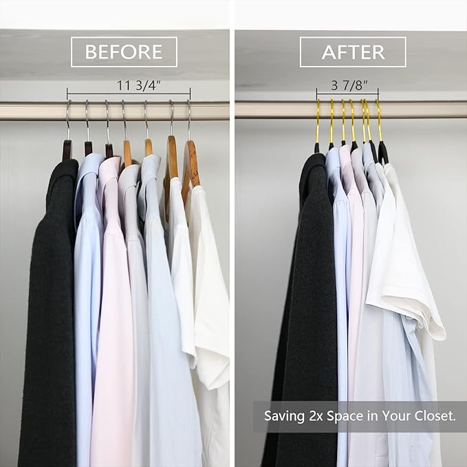 MIZGI Premium Velvet Hangers Pack 30 Pcs Heavyduty - Non Slip Slimline - Velvet Suit Hangers Black - Gold Hooks,Space Saving Clothes Hangers