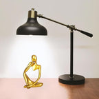 Sandstone Resin Thinker Style Abstract Sculpture Statue Collectible Figurines Home Office Bookshelf Desktop Decor (Small Gold, Left)