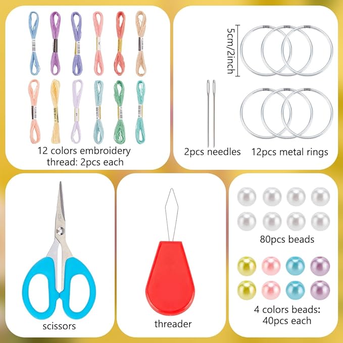 INFUNLY 12PCS DIY Boho Mini Dream Catcher Kit Rainbow Color Small Dream Catcher Kit for Starters Handmade Dreamcatchers with Instruction Wall Hanging Ornament for Home Bedroom Christmas Craft Gift