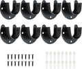 8 Packs Stainless Steel Closet Rod End Supports 1 Inch Wardrobe Bracket Heavy Duty Closet Pole Sockets Flange Rod Holder, U-Shaped with Screws, Black
