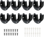 8 Packs Stainless Steel Closet Rod End Supports 1 Inch Wardrobe Bracket Heavy Duty Closet Pole Sockets Flange Rod Holder, U-Shaped with Screws, Black