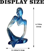 Dnoifne Abstract Gradient Blue Resin Thinker Statue, Modern Translucent Sculpture Ornament, Artistic Desk & Shelf Decor, Perfect Housewarming Gift for Living Room and Office