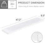 QEEIG Floating Shelves for Wall 47.2" Extra Long - Wall Mounted Shelf Bathroom Kitchen Living Room Bedroom Farmhouse Home Decor Display Bookshelf Large 47.2 x 9.3 inch Set of 2, White (008-120W)