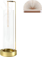Incense Holder for Sticks, Anti-Ash Flying Incense Burner with 30 Incense Sticks, Detachable Glass Ash Catcher (Stainless Steel, Gold)