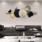 ERMOFAV Metal Wall Art Modern Art Black and Gold Boho Living Room Decor Art Abstract Geometric Sculptures Large Wall Decor for Living Room Dining Room Bedroom Aathroom