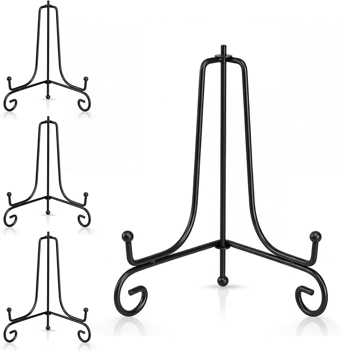 Artliving Plate Stands for Display, 7 Inch Black Iron Easel Plate Display Photo Holder Stand, Displays Picture Frames, Decorative Plates, Tablets and Art (4 pack)