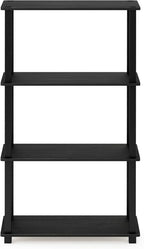 Furinno TURN-S-TUBE Storage Shelves, 4-Tier Book Shelf, Corner Shelf, Toolless Open Shelves, for Organization and Storage, Living Room, Garage, Home Office, Americano