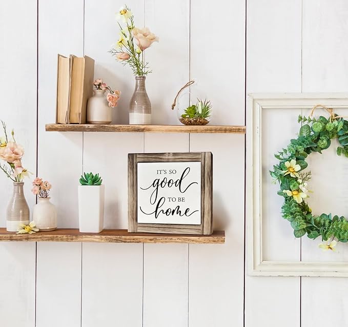Inspirational Wood Signs - Home Quote Decor for Front Door & Entryway, Farmhouse Decor, Housewarming Gift, 'It's So Good To Be Home'