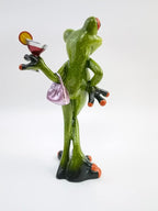 VVGIFTS Frog Figurines Decor Funny Cute Craft Resin Frog Sculpture Statue for Home Office Desk Tabletop Bathroom Decoration, Ornament Gift (Frog Drinking Drink)