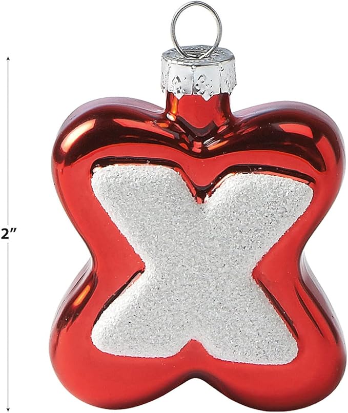 Lillian Vernon XOXO Valentines Ornaments -, 12-Piece Set, Blown Glass, Handcrafted Hanging Tree Decorations, Valentine's Day Holiday & Party Decor, Red & Pink Design