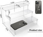 Acrylic Riser Clear Display Stand Cologne Organizer Acrylic Shelves 3 Tier Shelf for Amiibo Funko Figures Toys Cupcake Food Desserts Perfume Collection (3 PACKS)
