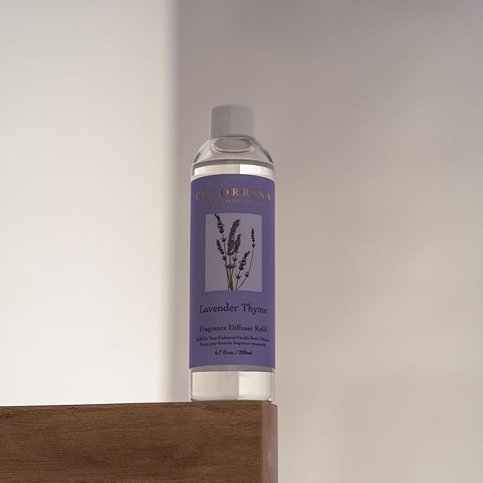COCORRÍNA Reed Diffuser Refill- Lavender Thyme 6.7 oz. Reed Diffuser Oil Refill Home Fragrance for Bedroom, Bathroom Home Decor