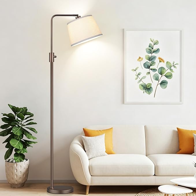 Nintiue [Upgraded] Dimmable Floor Lamp, 1000 Lumens LED Edison Bulb Included, Modern Arc Standing Tall Brown Floor Lamp for Living Room Bedroom Office Dining Room