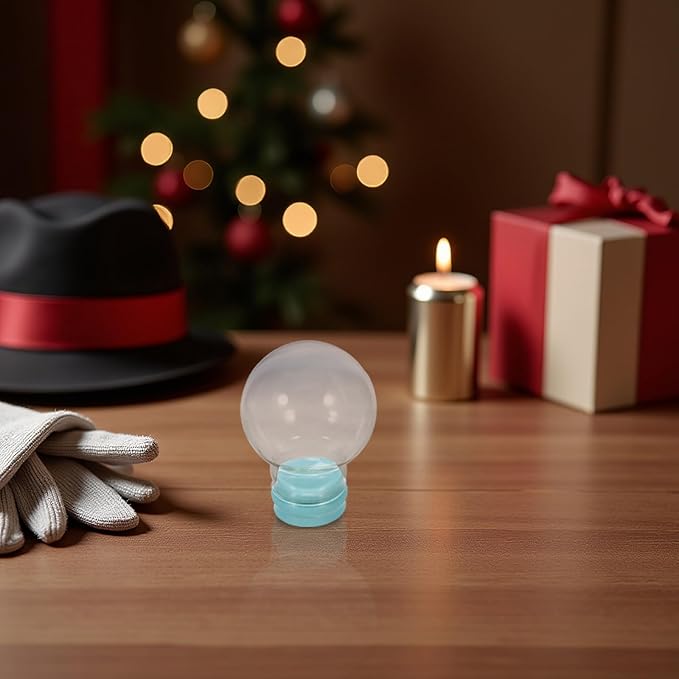 2pcs Glass Snow Globes: Clear Fillable Snow Water Globe Rubber Base Candy Bottle Jar for DIY Craft Home Christmas Winter Decoration 45mm