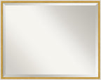 Amanti Art White Wall Mirror 23x29 Paige White Gold Rectangle Bathroom Mirror for Wall Decor Living Room, Large Modern Wood Frame, Hangs Horizonally and Vertically, Bathroom Decor, Beveled Edge