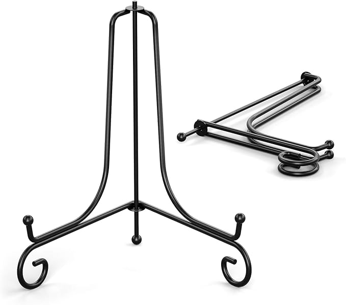TR-LIFE 4 Pack Plate Stands for Display - 8 Inch Plate Holder Display Stand + Metal Easel Stand for Picture Frame, Decorative Plates, Book, Photo, Collectibles (4 Pack)