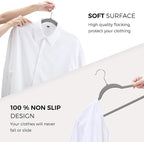 HOUSE DAY Premium Velvet Hangers 50 Pack Grey, Non-Slip Flocked Felt Hangers, Sturdy Clothes Hanger with 360° Rotatable Hook, Heavy Duty Durable Slim Coat Hanger for Closet Space Saving