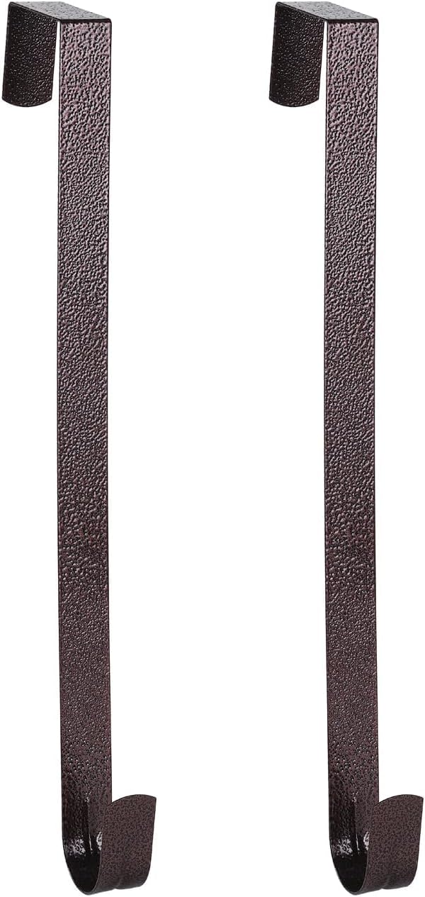 Sattiyrch 12" Wreath Hanger for Front Door,Steel Over The Door Hook,Door Wreath Hangers(Textured Brass, 2)
