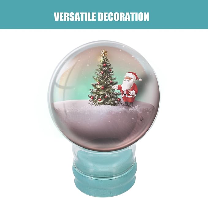 2pcs Glass Snow Globes: Clear Fillable Snow Water Globe Rubber Base Candy Bottle Jar for DIY Craft Home Christmas Winter Decoration 45mm