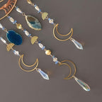 Agate Moon Dream Catchers with Crystal 7 Chakra Gemstone Dream Catchers Color Natural Gem Agate Wall Hangings Room Garden Dreamcatchers Decor (Blue)