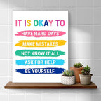 Inspirational Wall Decor Posters for Teens Room, Motivational Quotes Wall Art for Bedroom Bathroom Classroom Home Office Decorations, Encouragement Gift for Woman (11.5 X 15 Inches, Framed)