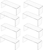 Aminigram 8 Pack Large Acrylic Risers Display Stands, Perfume Organizer Stand, Clear Acrylic Shelf for Show Display, Toys, Cupcake, Dorm, Classroom, Livingroom Decor and More(12.4 x 4 x 4.6 inches)