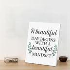 Motivational Eucalyptus Wall Art Decor, Inspirational Green Botanical Pictures Positive Quotes Canvas Painting Posters for Office Living Room Bedroom Decoration (8 X 10 Inches, Framed)