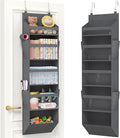 Lifewit 1 Pack Over the Door Organizer, Clear Window Hanging Storage with 4 Side Pockets, Anti Tilt 40 lbs Load Behind Door for Pantry, Nursery, Bathroom, Bedroom, Dorm, 5 Section, Gray