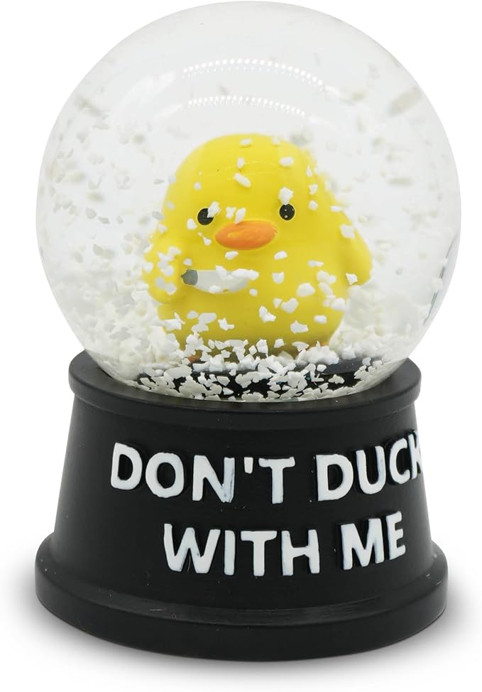 Funny Novelty Snow Globe – Quirky Mini Desk Gift for Office, Home, or Holiday – Unique Collectible Gag Gift for Friends and Coworkers - Duck with Me