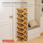 Bamboo Shoe Rack Organizer, 2-10 Tiers, Natural or Tea Color, No-Tool Assembly, Foldable Storage Shelf (No Installation 10 Layer 30-Brown)