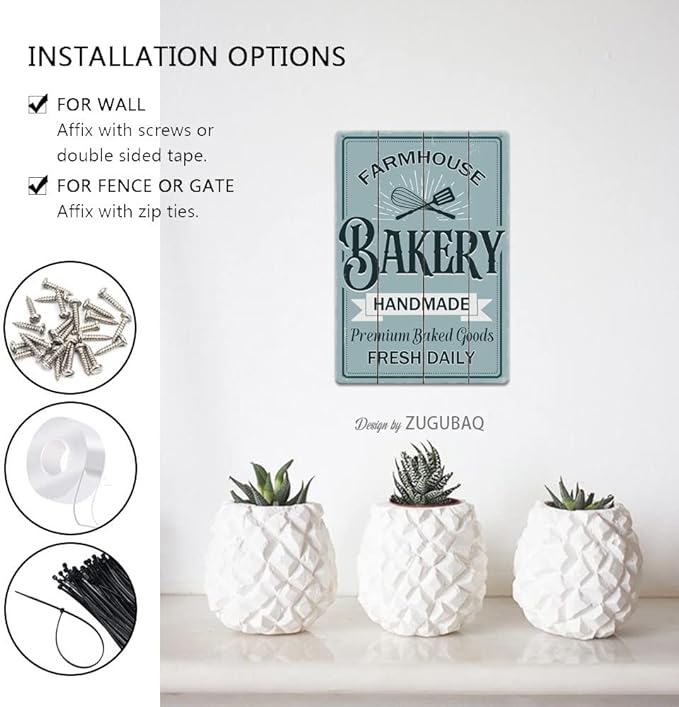 Funny Kitchen Signs Decor-Kitchen Farmhouse Decor-Personalized Kitchen Metal Sign-Retro Kitchen Counter Accessories-12x8 Inch Hanging Plaque Home Wall Decorations-Farmhouse Bakery