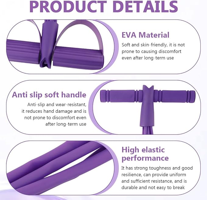 21 Fitness Resistance Bands with Pedal Ankle Puller, Full Body Strength Training Equipment for Home Gym, Sit Up Assist, Toning Arms, Legs, Waist